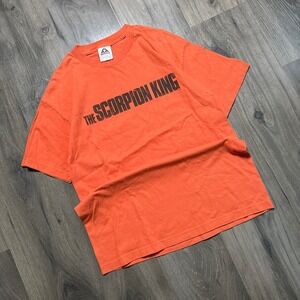 VTG The Scorpion King T Shirt Size M Movie Promo The Rock Dwayne Johnson Orange